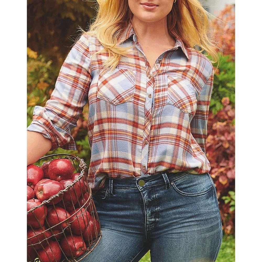 Maurices Blue Cabin Plaid Flannel Shirt, size 1x